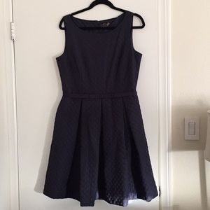 Navy blue dress with bow belt